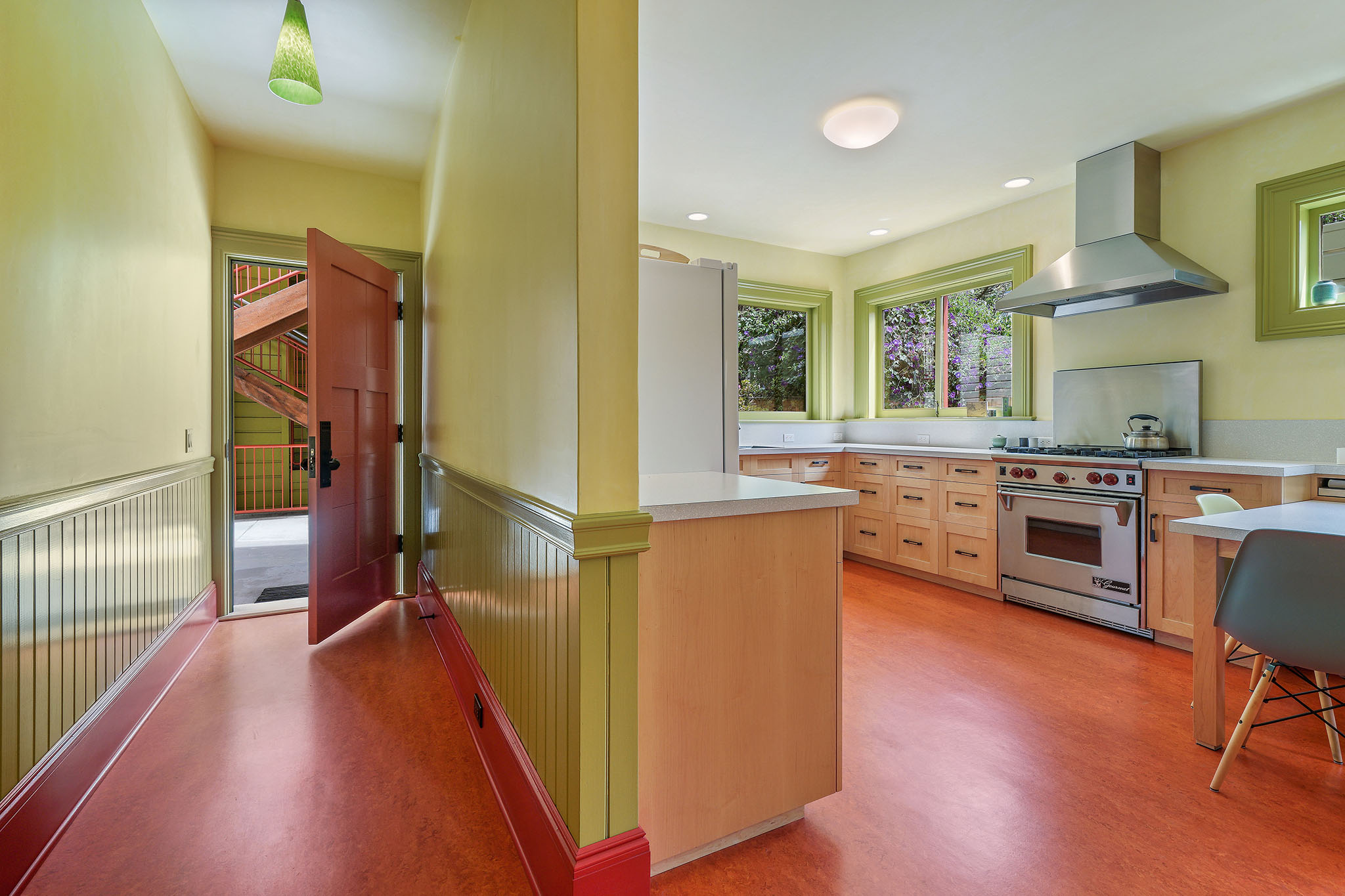 Entry way and view of the kitchen
