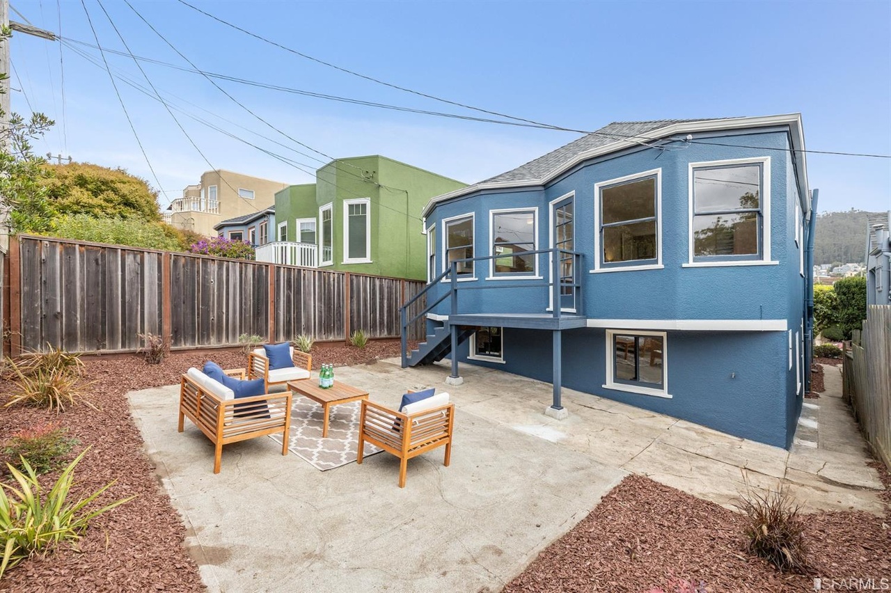 421601381570 Rear yard at 78 Wawona Street, featuring a patio