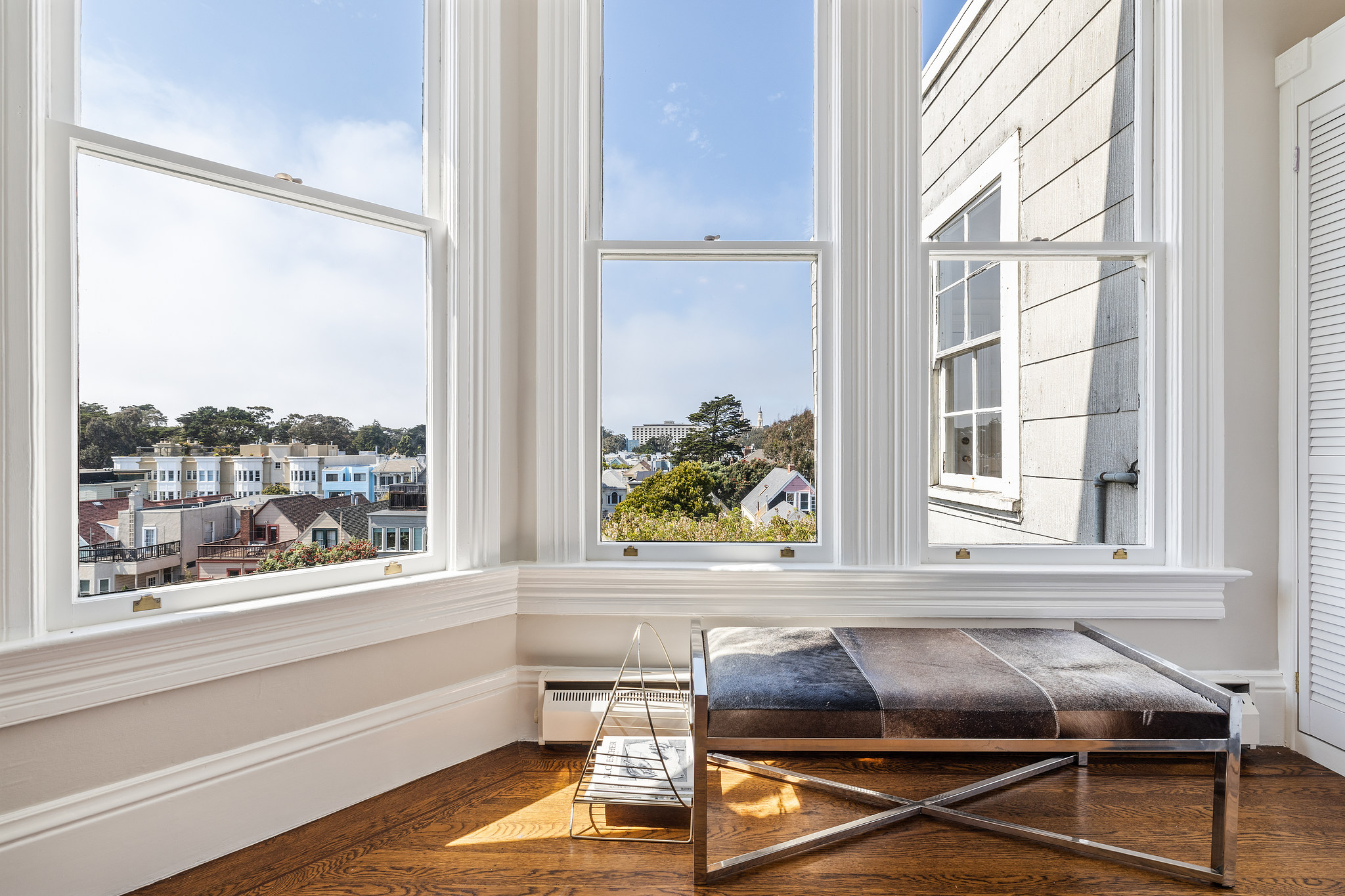 Close-up of the bay window with views of Cole Valley