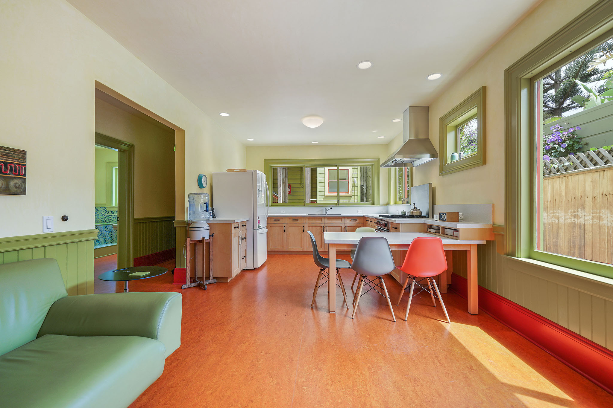 View of the kitchen, showing a U-shaped layout