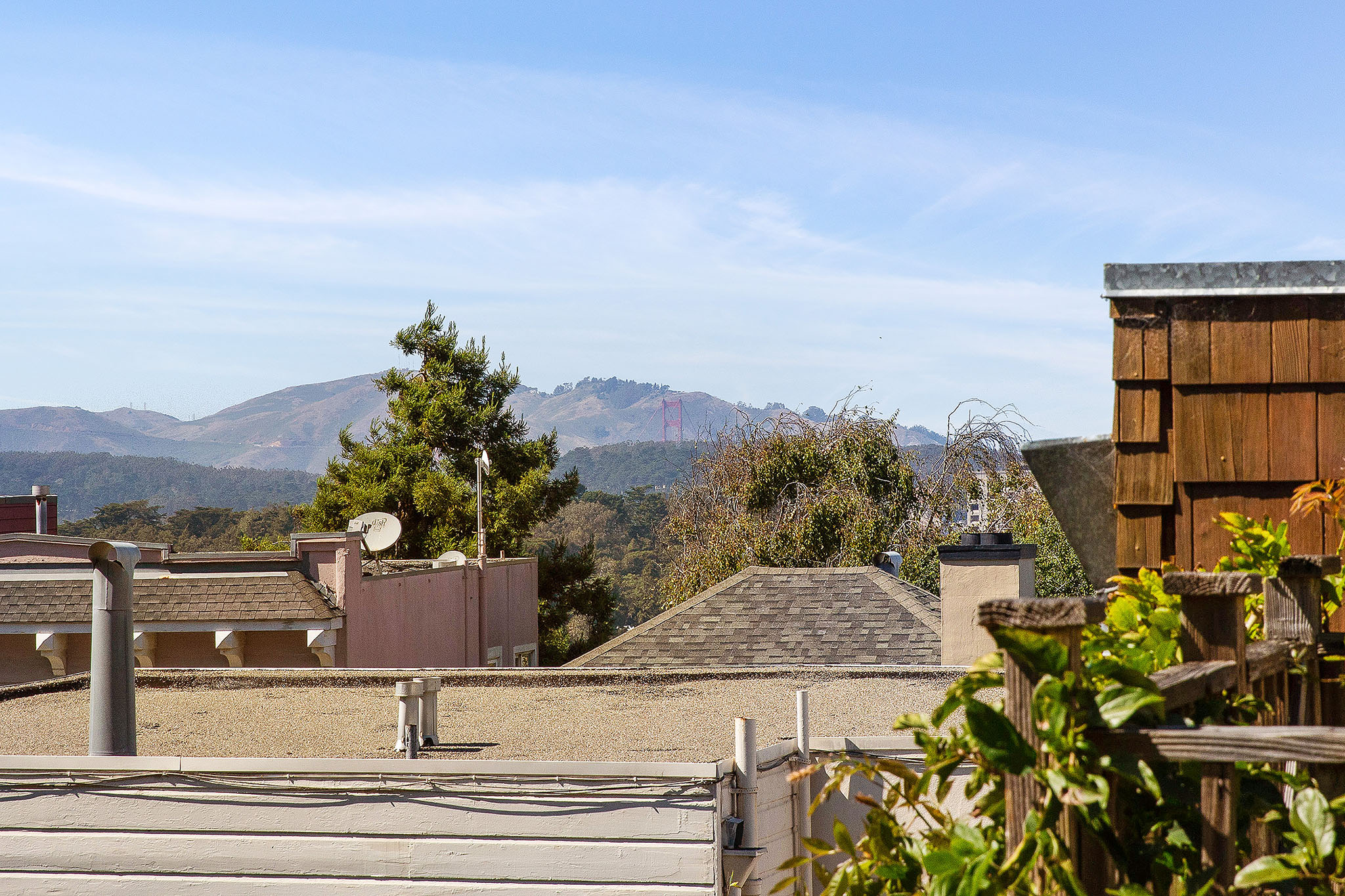 View of Golden Gate Bridge from deck.