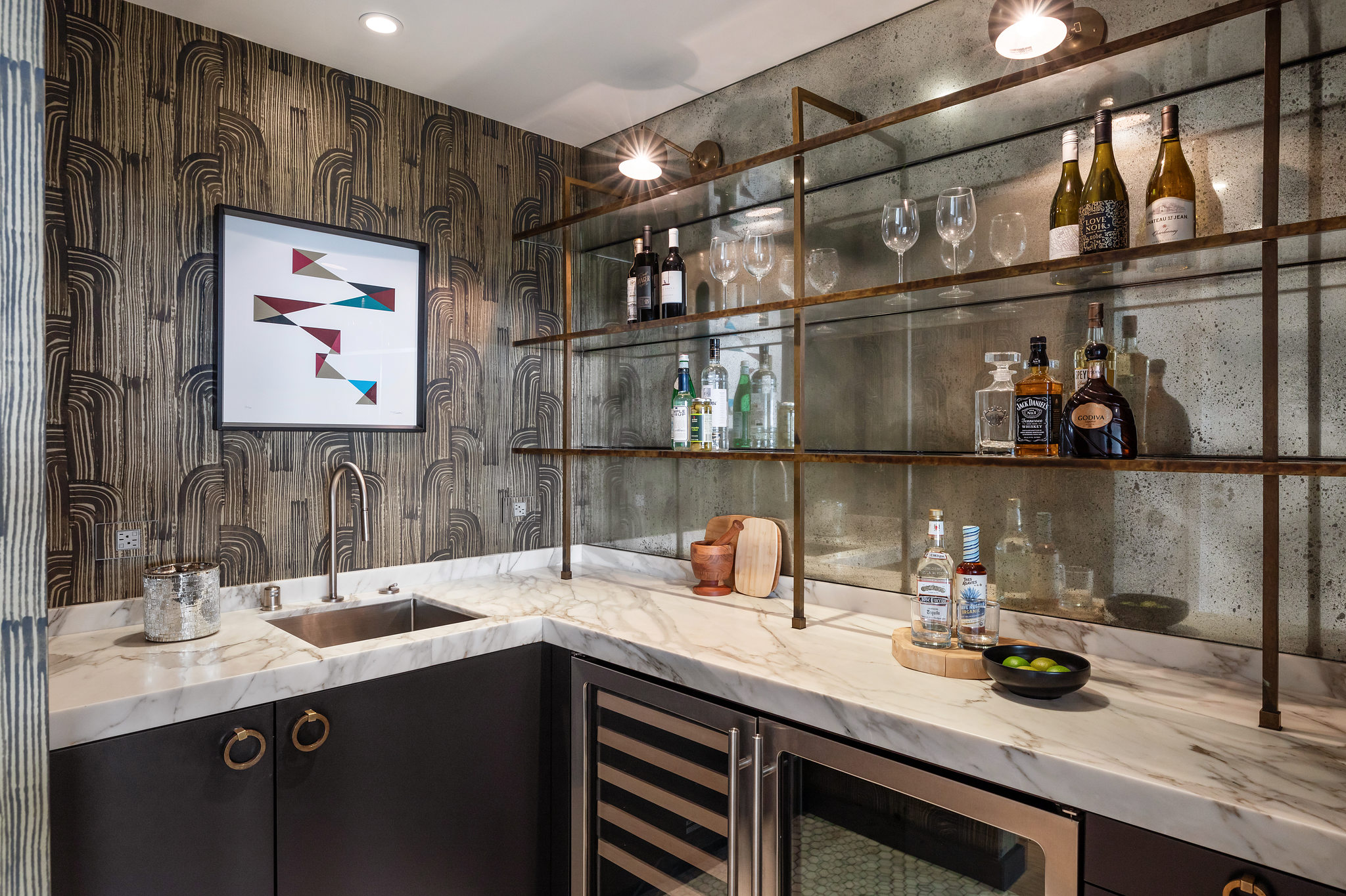 Bar with shelves and sink
