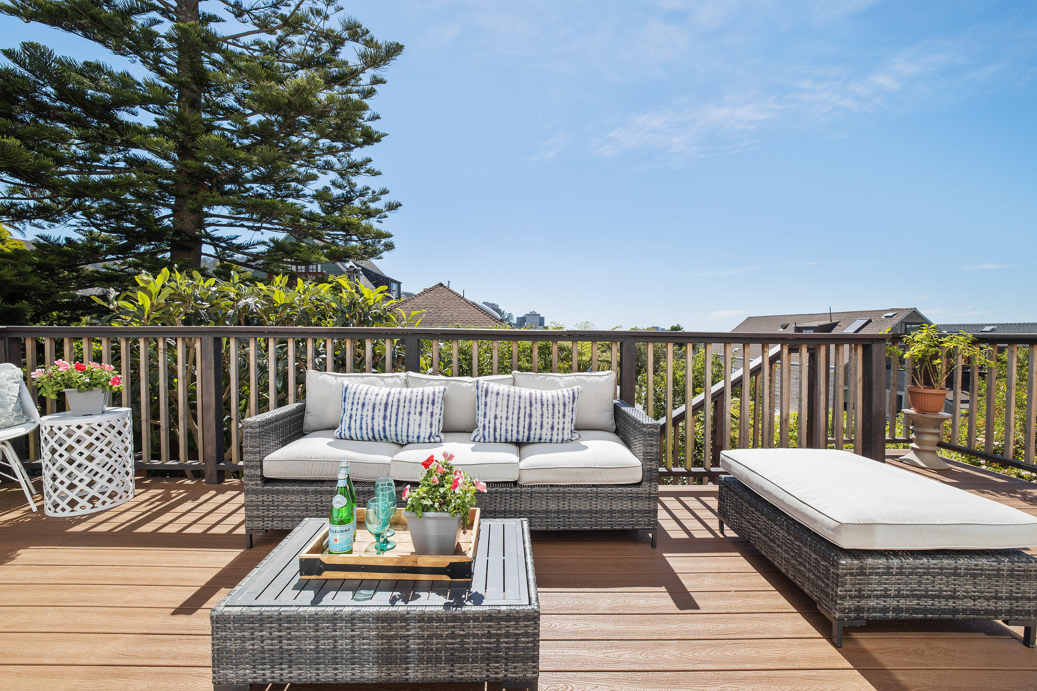 View of the deck, highlighting the sun-lit outdoor living area