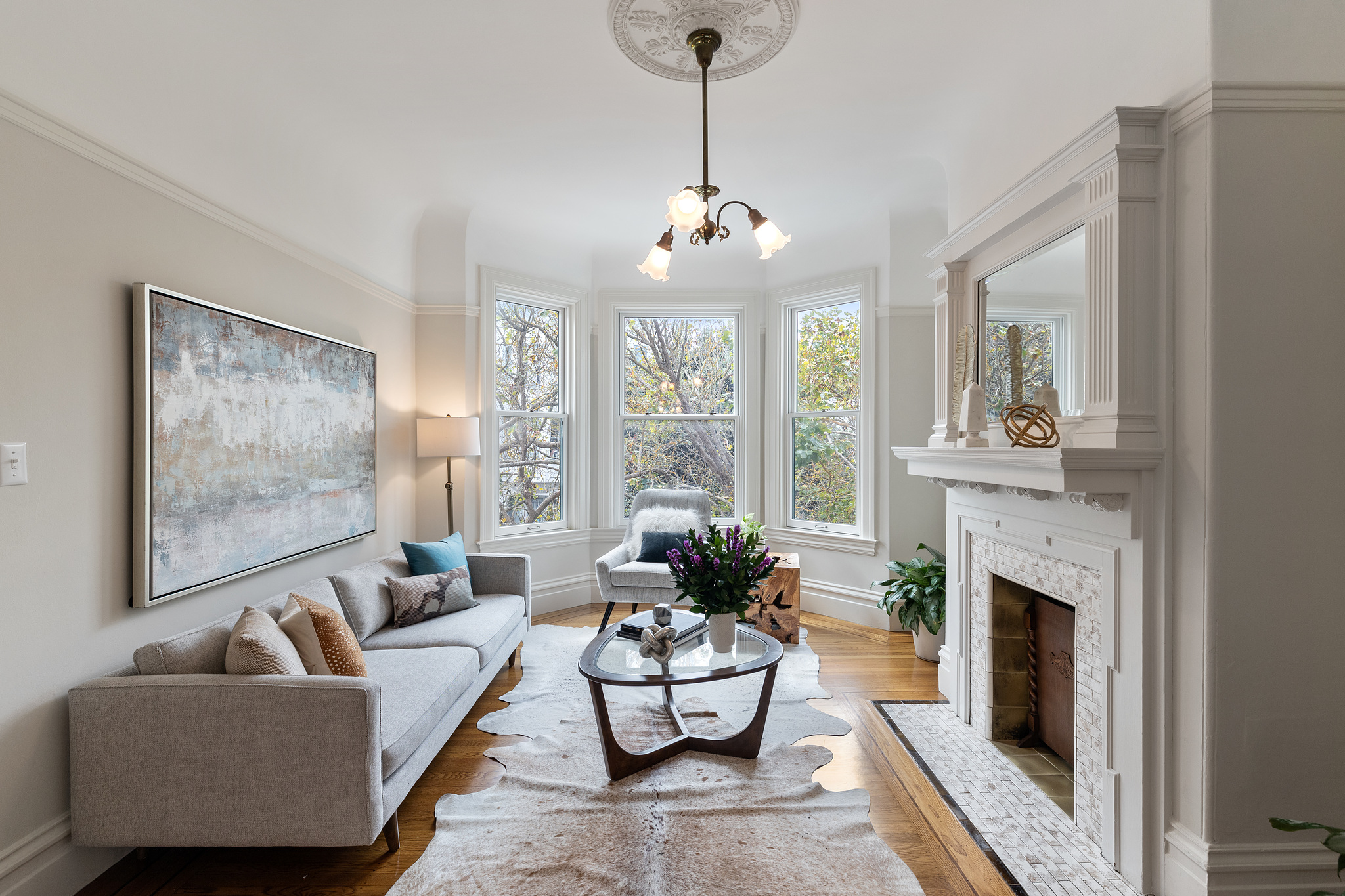 Long view of the living room at 726 Clayton Street