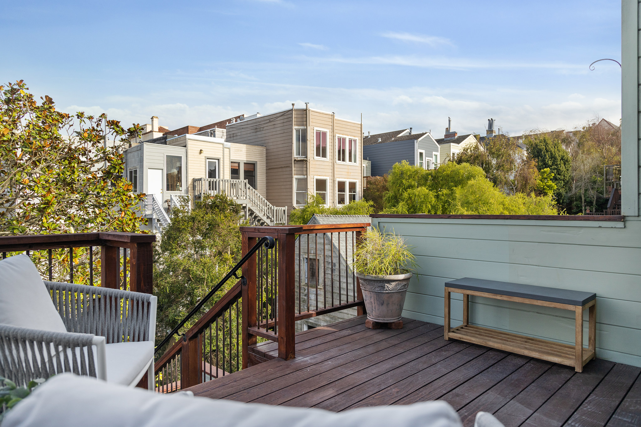 A view from the patio furniture via the top deck at 726 Clayton Street