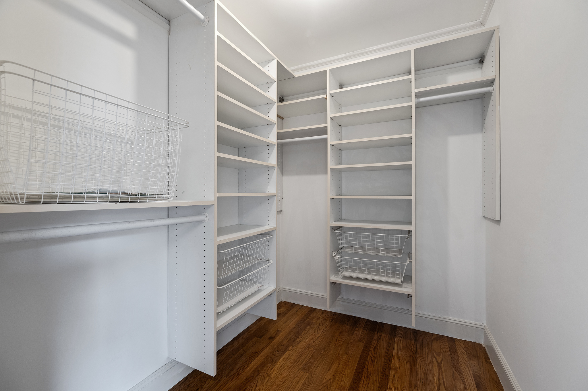 Large interior closet with shelving