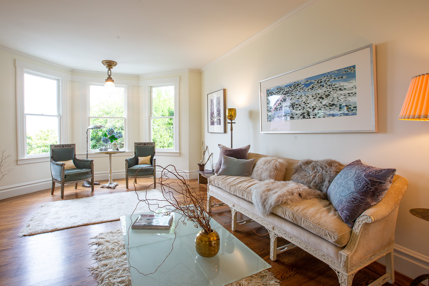 Living room with wood floors