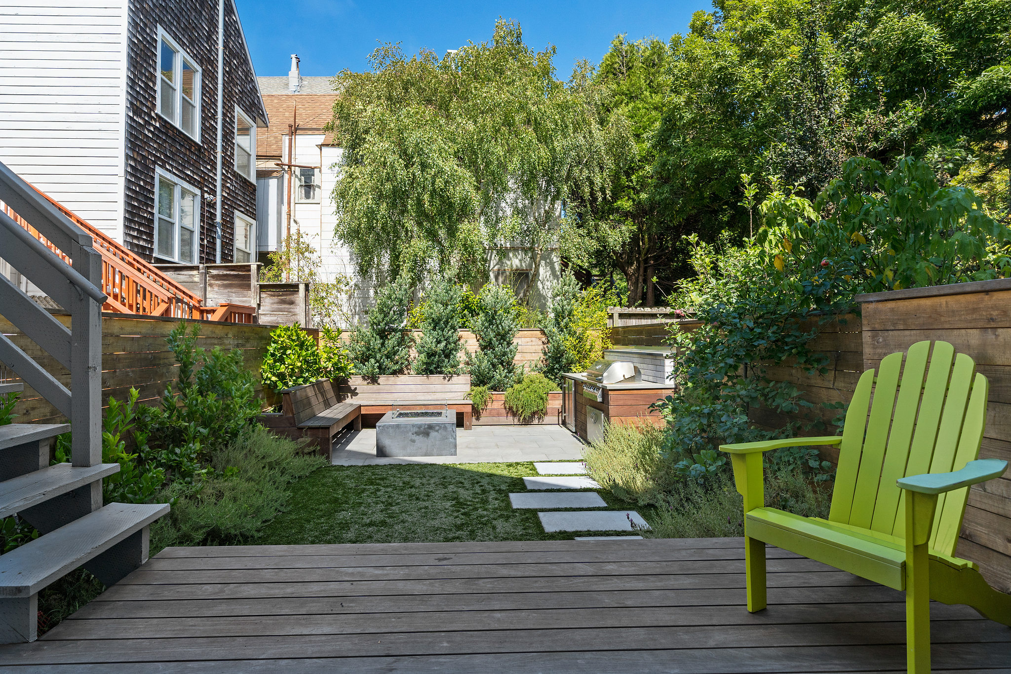 Wood deck with seating area