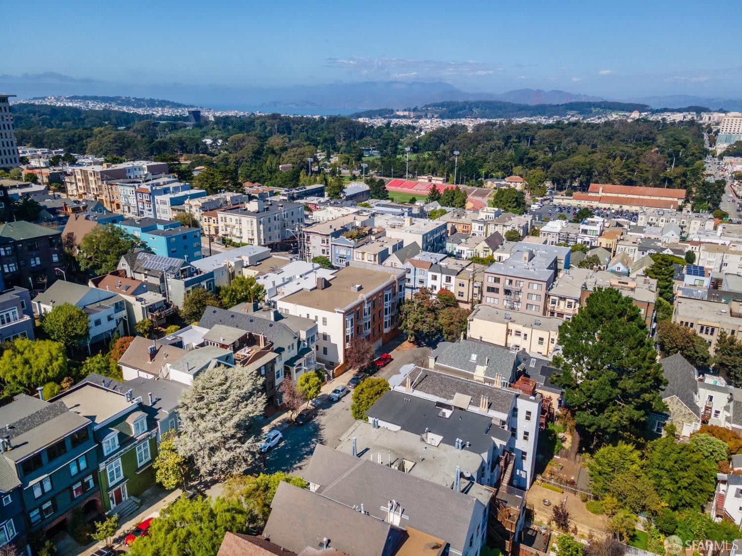Aerial looking over to golden gate park.