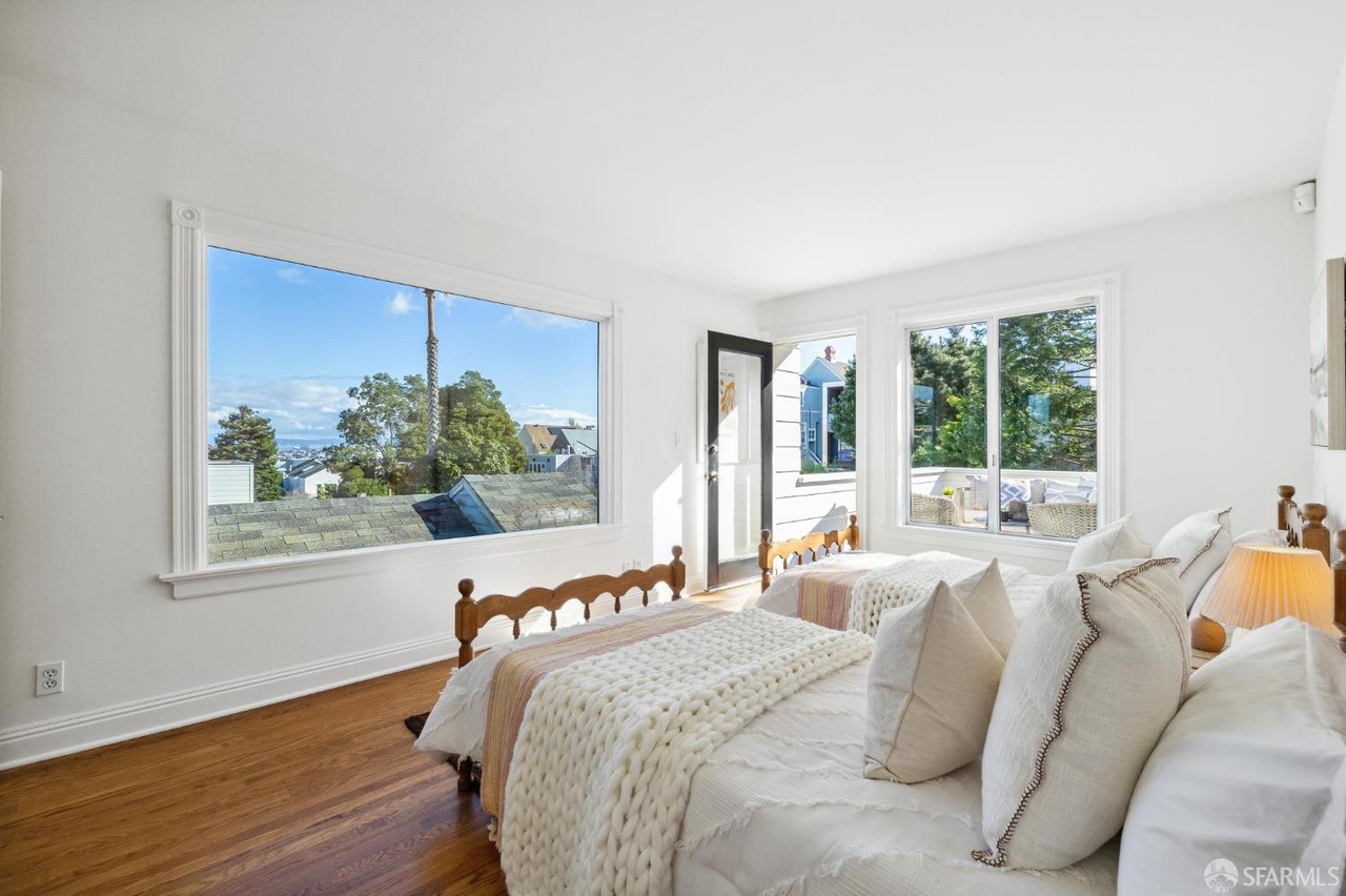Very large window in guest room with lovely views.