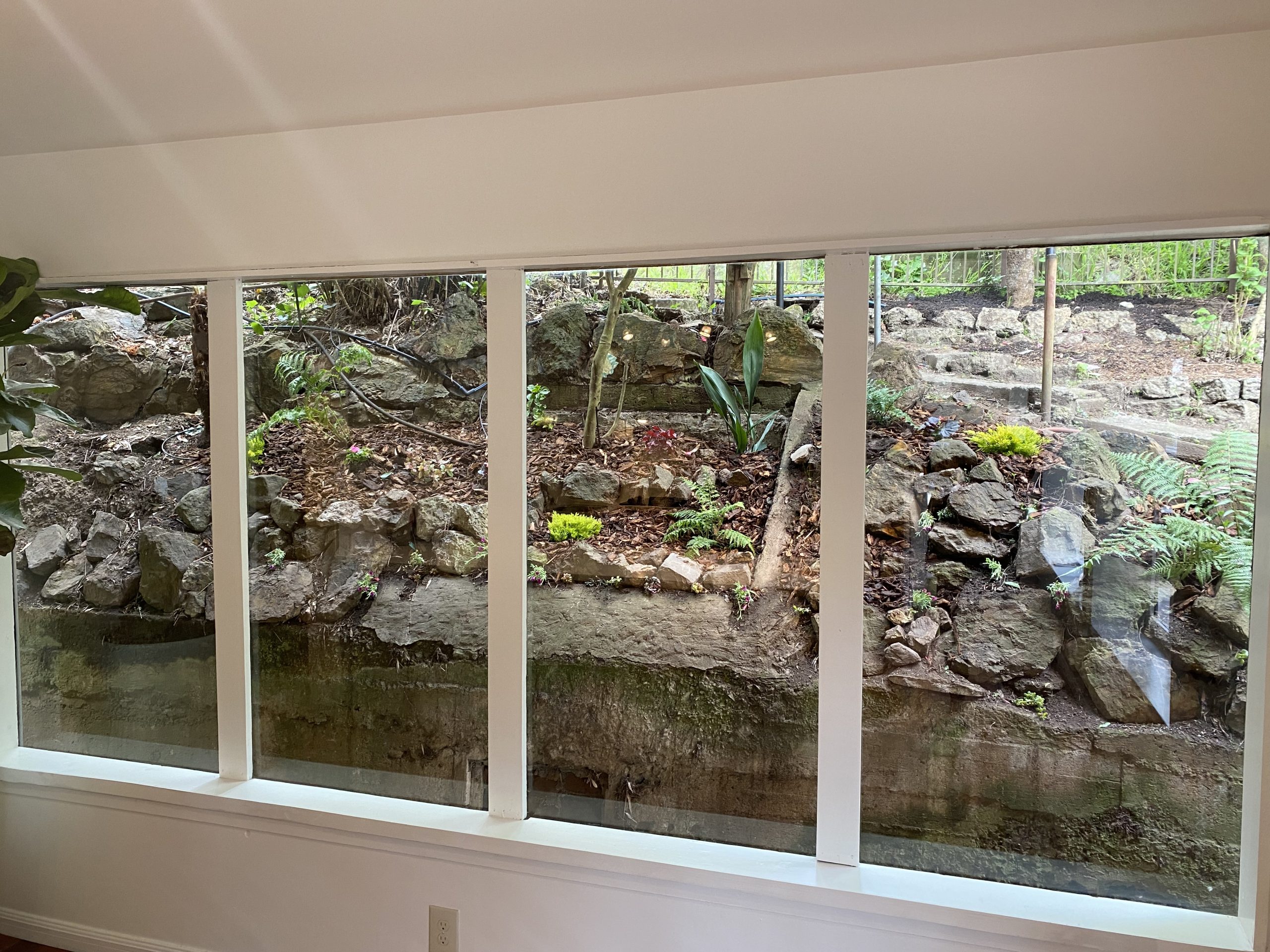IMG-1665 Photo of windows in kitchen that look out to the rocky hill behind the home.