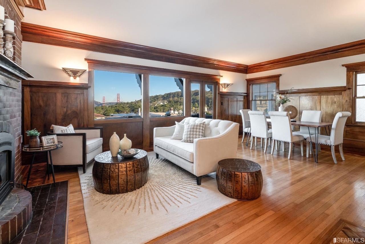 Living-Views Primary living area at 2212 Lake Street, with views of the Golden Gate Bridge