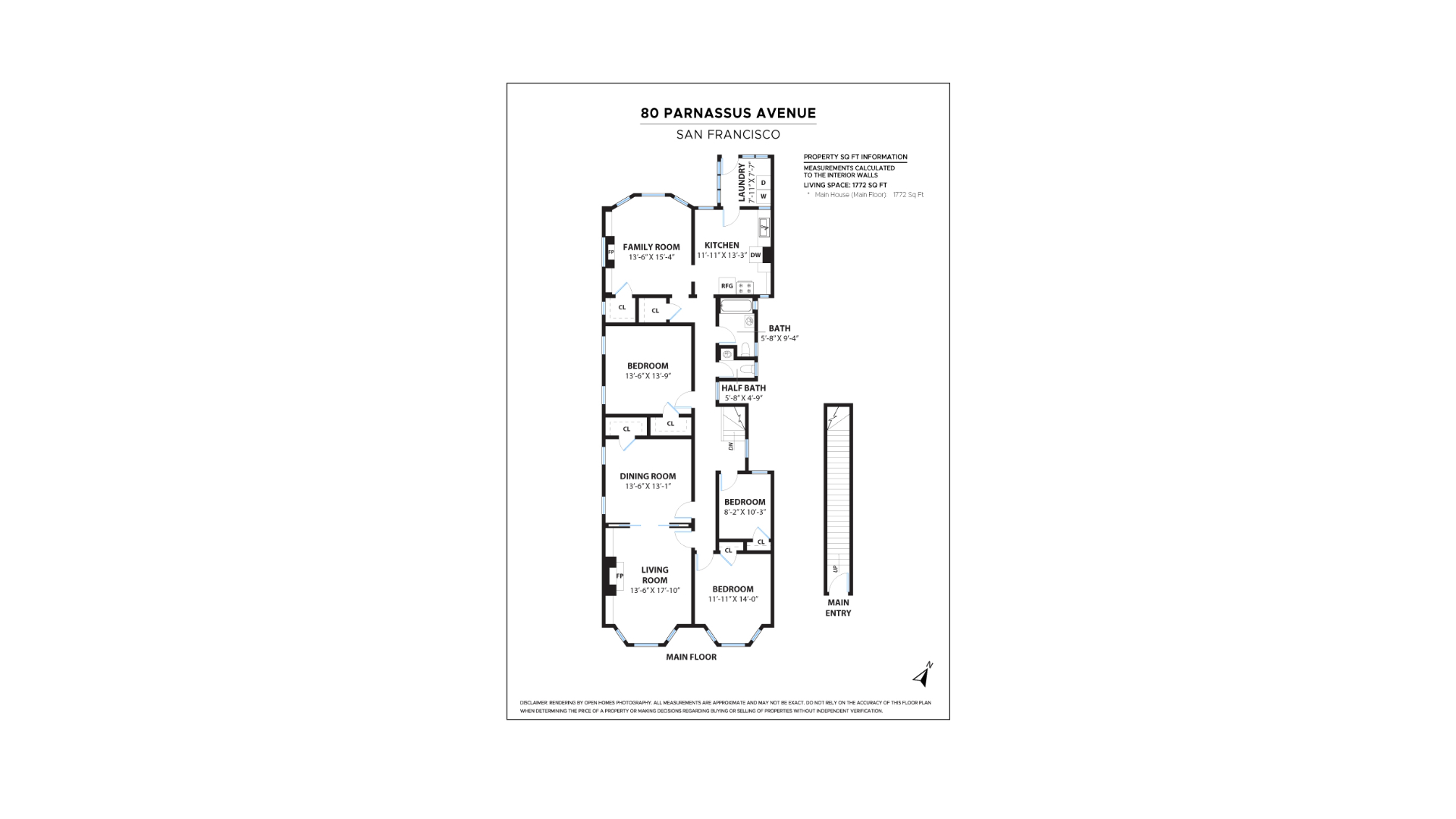 Floor plan of 80 Parnassus completed by Open Homes
