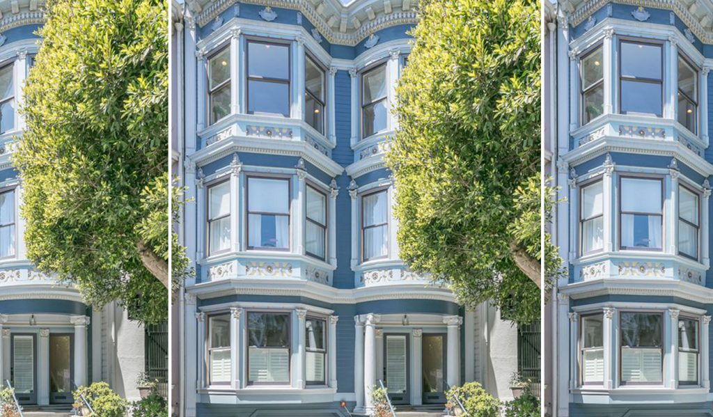 Front exterior of 1356 Waller Street, featuring a blue facade