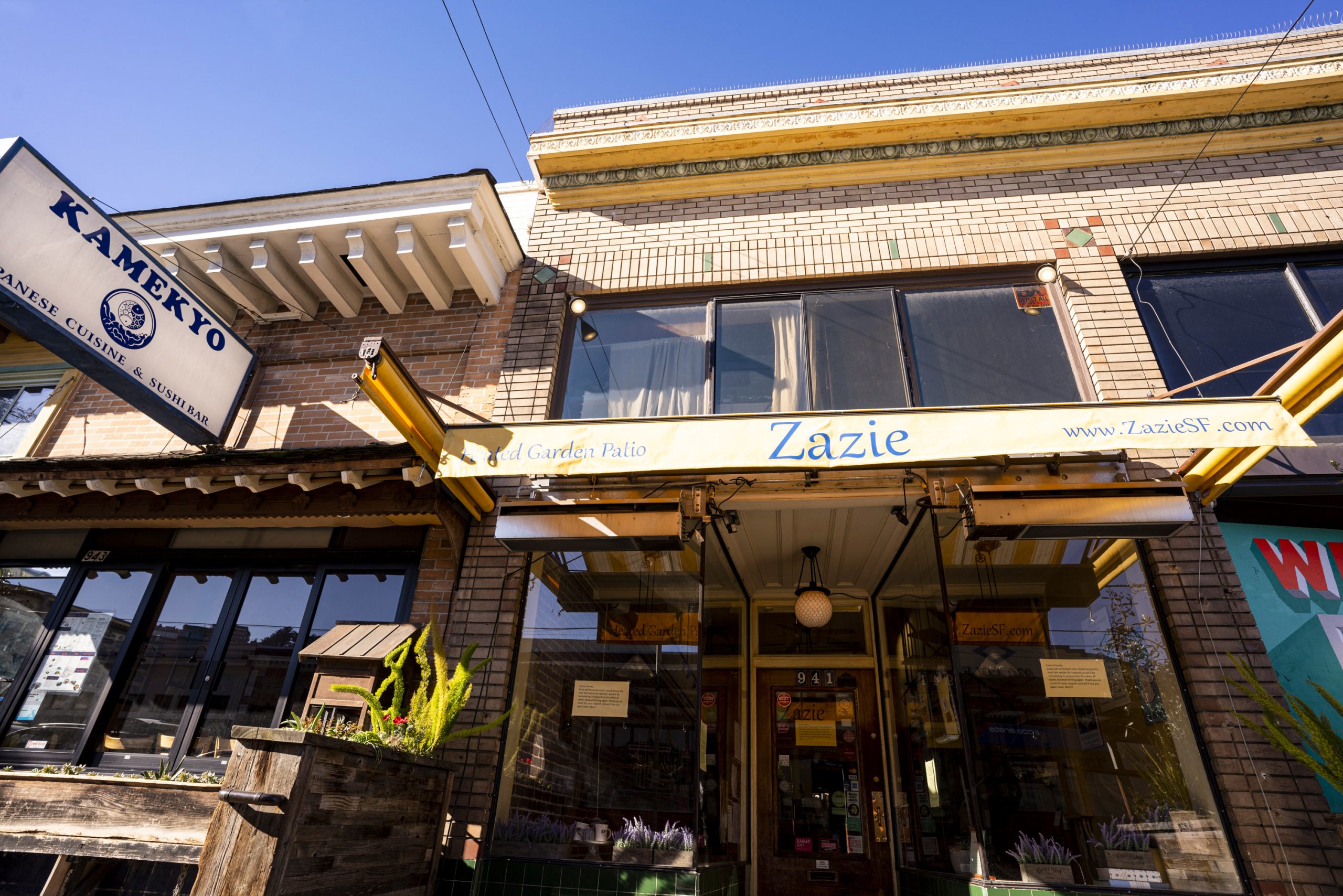 Zazie-02 Front exterior view of Zazie restaurant in Cole Valley