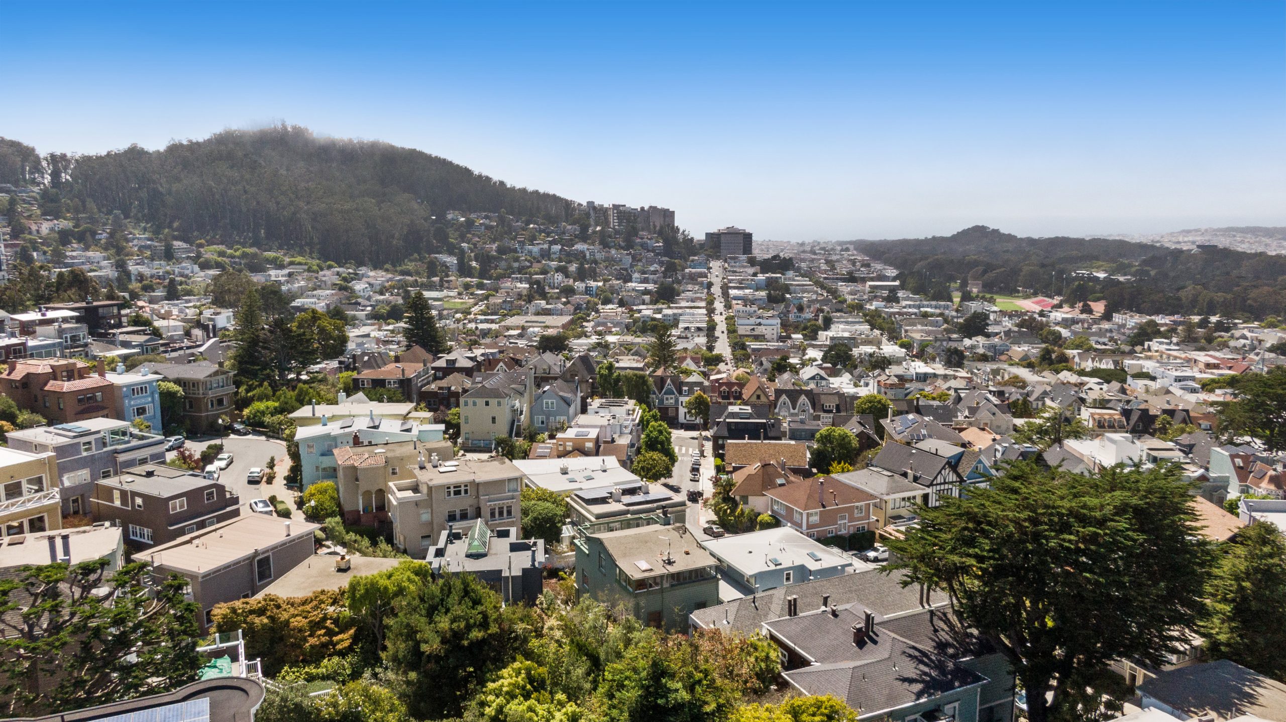 Aerial view of Ashbury Heights and Cole Valley Neighborhood